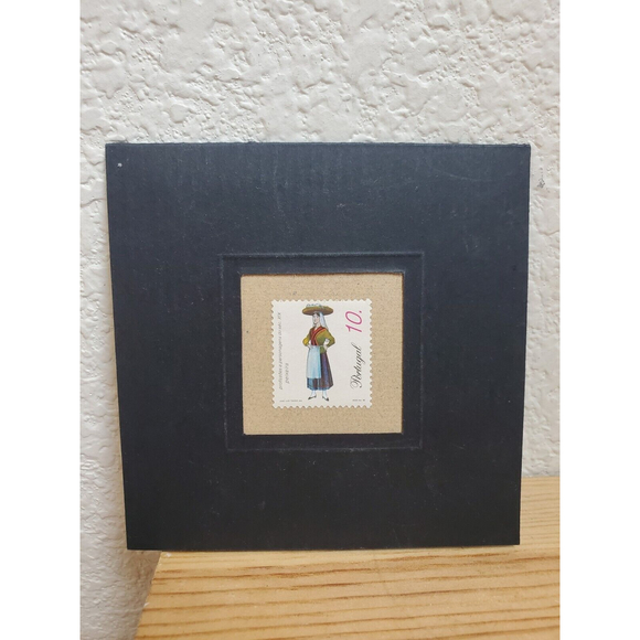 VTG "PORTUGAL" Postage Stamp Framed Card 10. Woman Walking Unused - Picture 4 of 6